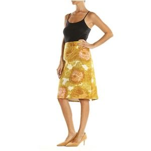 Talbots Floral Straight Pencil Skirt Woman’s Size 10 Yellow Pink White Lined EUC